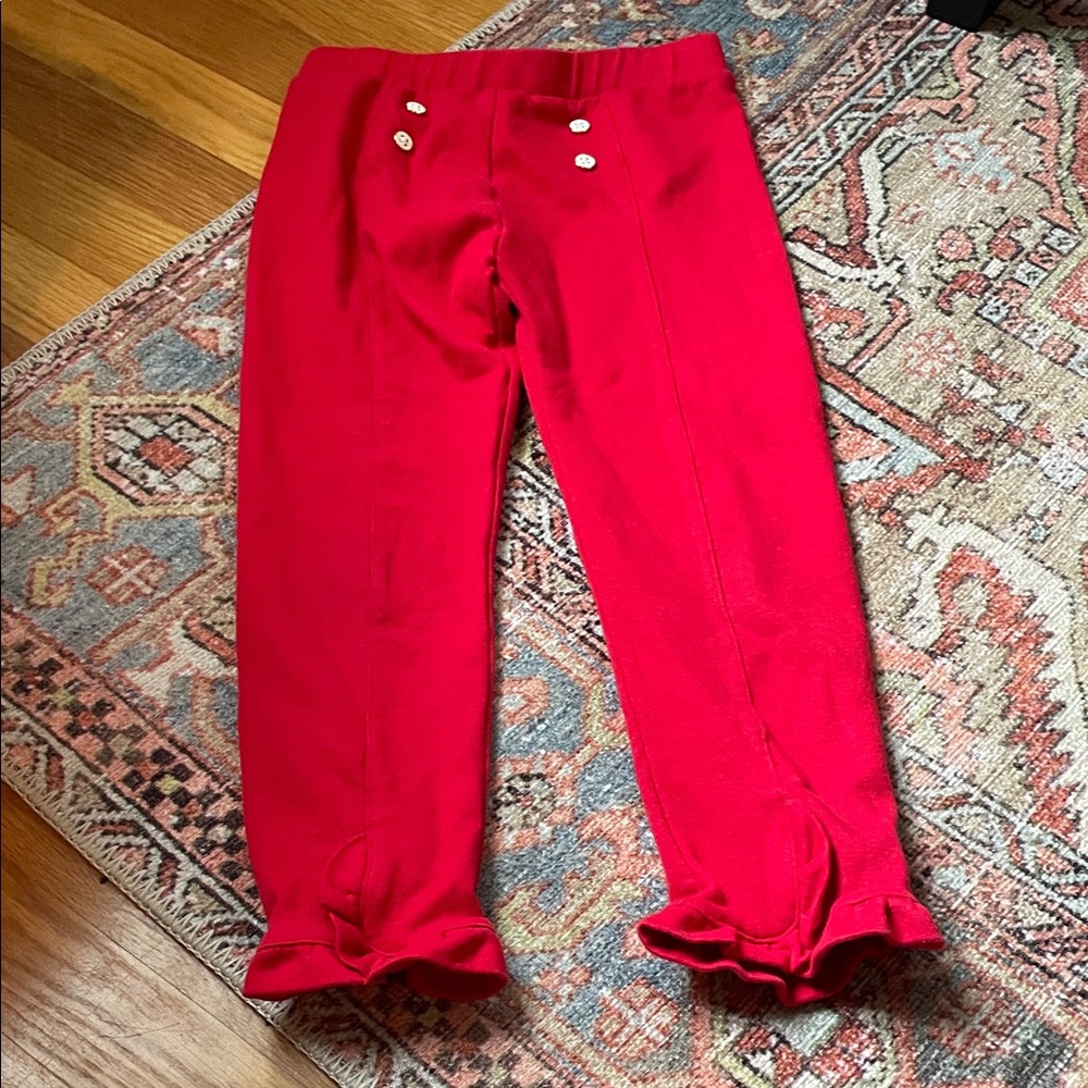 Crown & Ivy Red Kids Leggings with Button Accents